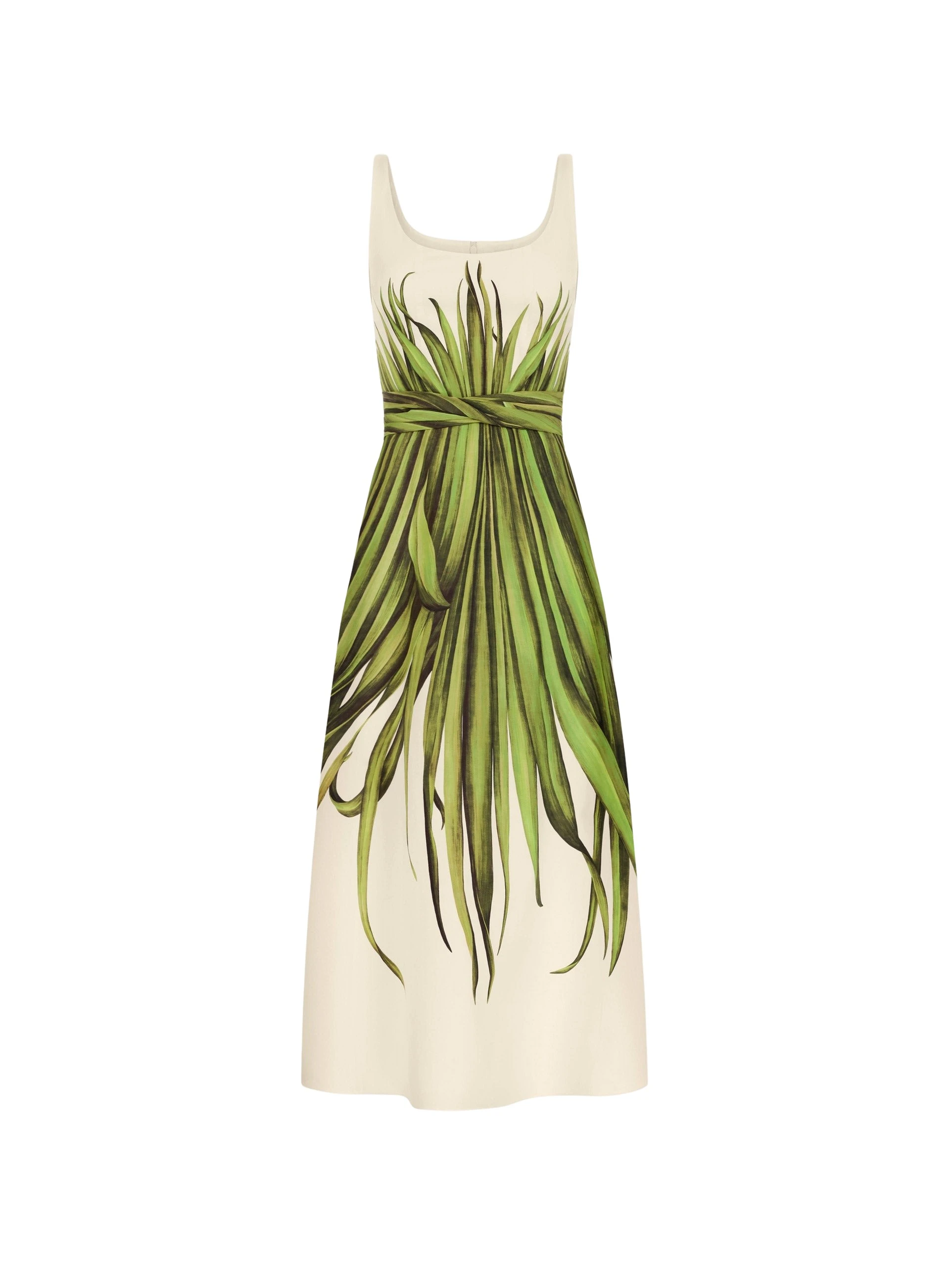 Oscar-de-la-Renta-Palm-Leaves-Cotton-Poplin-Dress42183_nobg Oscar de la Renta Palm Leaves Cotton Poplin Dress - Dresses - American Luxury Evening Wear at Luxury Shoes