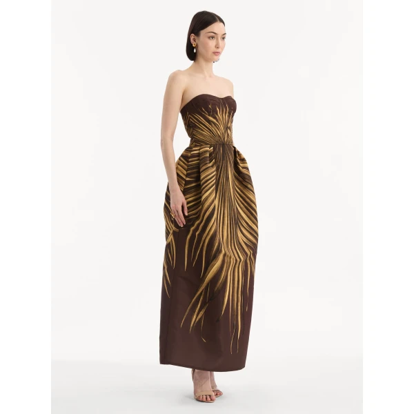 Oscar de la Renta Palm Leaves Faille Gown - Dresses - American Luxury Evening Wear at Luxury Shoes 