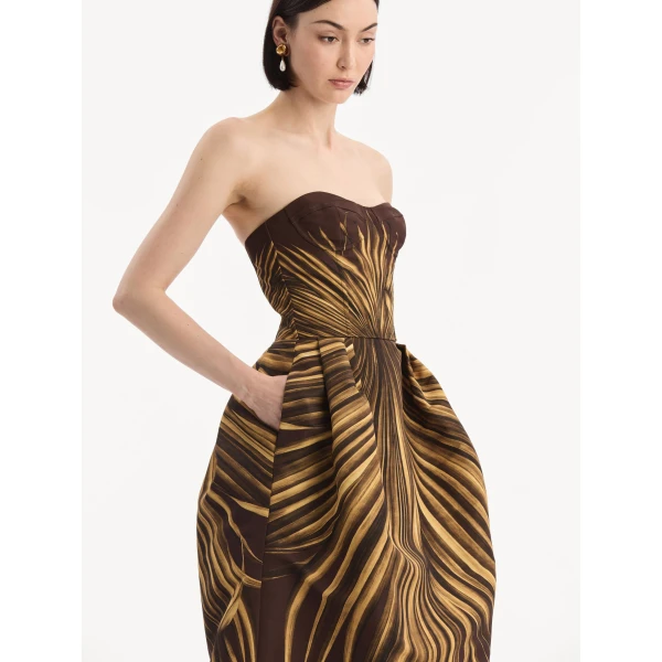 Oscar de la Renta Palm Leaves Faille Gown - Dresses - American Luxury Evening Wear at Luxury Shoes 