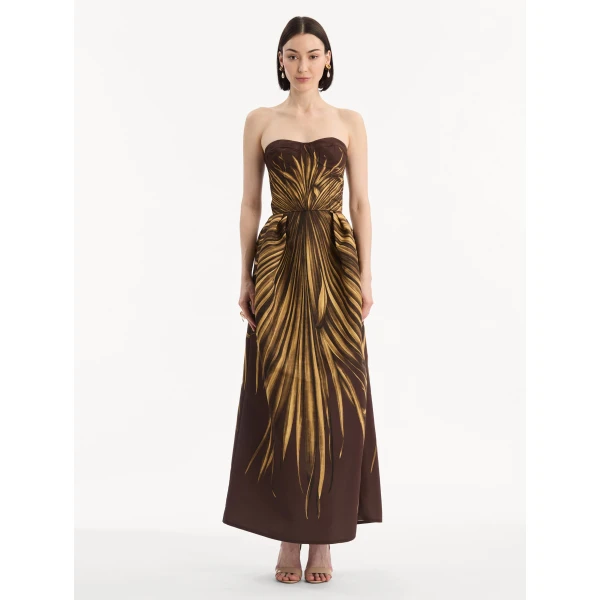 Oscar de la Renta Palm Leaves Faille Gown - Dresses - American Luxury Evening Wear at Luxury Shoes 