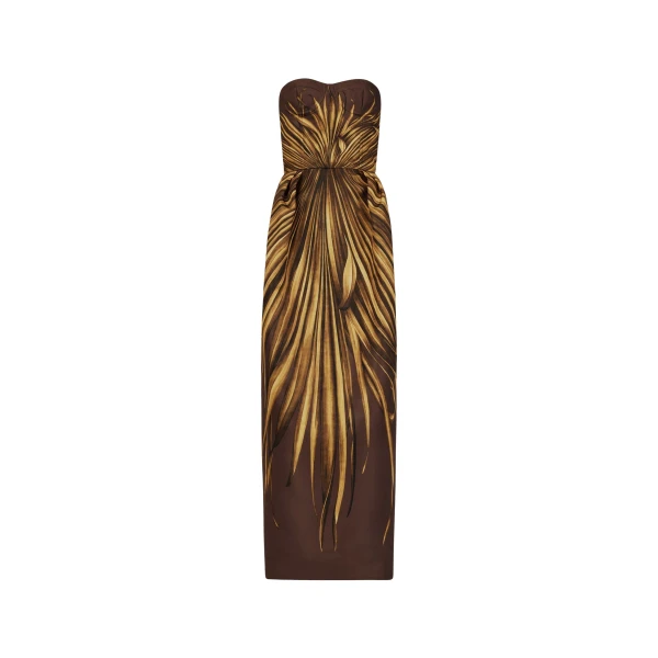 Oscar de la Renta Palm Leaves Faille Gown - Dresses - American Luxury Evening Wear at Luxury Shoes 