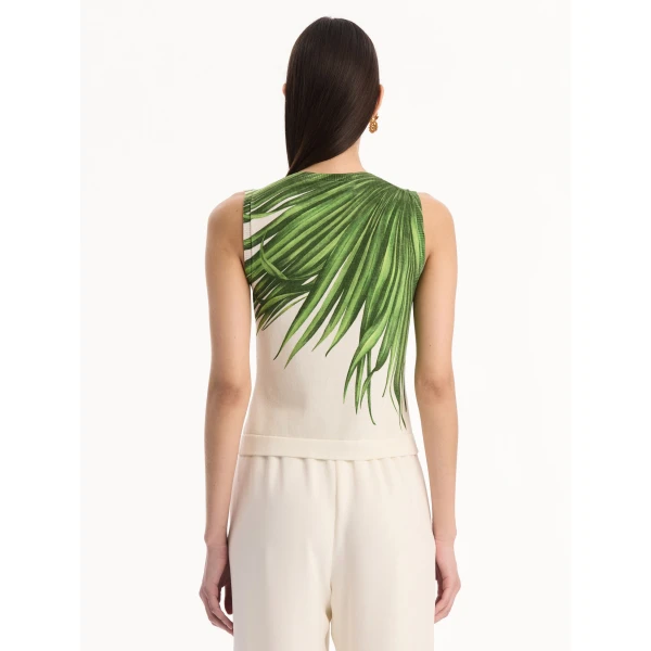 Oscar de la Renta Palm Leaves Tank - Tops - American Luxury Evening Wear at Luxury Shoes 