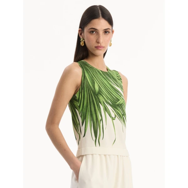 Oscar de la Renta Palm Leaves Tank - Tops - American Luxury Evening Wear at Luxury Shoes 