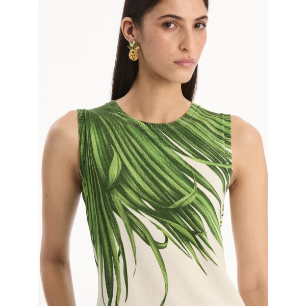 Oscar de la Renta Palm Leaves Tank - Tops - American Luxury Evening Wear at Luxury Shoes 