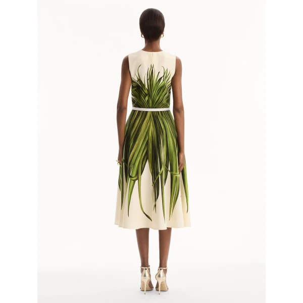 Oscar de la Renta Palm Leaves Wool-Blend Dress - Dresses - American Luxury Evening Wear at Luxury Shoes 