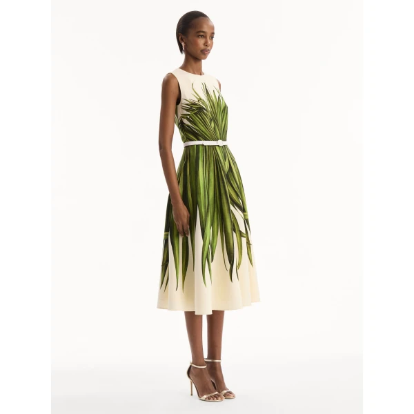 Oscar de la Renta Palm Leaves Wool-Blend Dress - Dresses - American Luxury Evening Wear at Luxury Shoes 