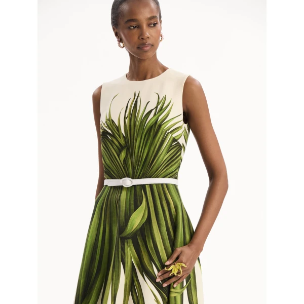 Oscar de la Renta Palm Leaves Wool-Blend Dress - Dresses - American Luxury Evening Wear at Luxury Shoes 
