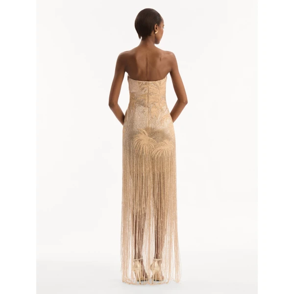 Oscar de la Renta Palm Tree Raffia Fringe Gown - Dresses - American Luxury Evening Wear at Luxury Shoes 