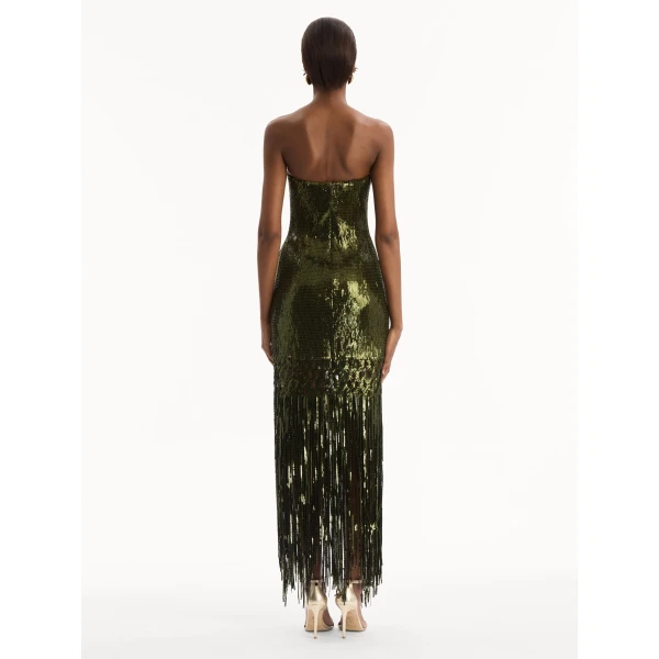 Oscar de la Renta Sequin Fringe Gown - Dresses - American Luxury Evening Wear at Luxury Shoes 
