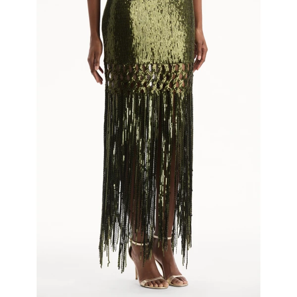 Oscar de la Renta Sequin Fringe Gown - Dresses - American Luxury Evening Wear at Luxury Shoes 