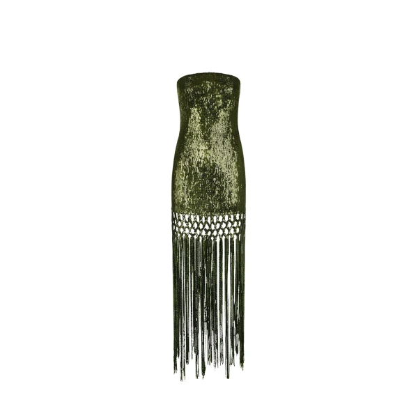 Oscar de la Renta Sequin Fringe Gown - Dresses - American Luxury Evening Wear at Luxury Shoes 