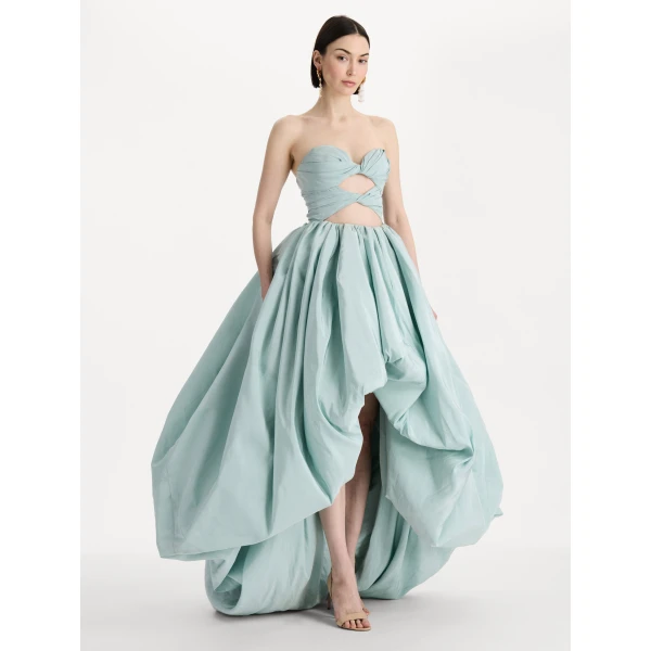 Oscar de la Renta Silk Faille High-Low Gown - Dresses - American Luxury Evening Wear at Luxury Shoes 
