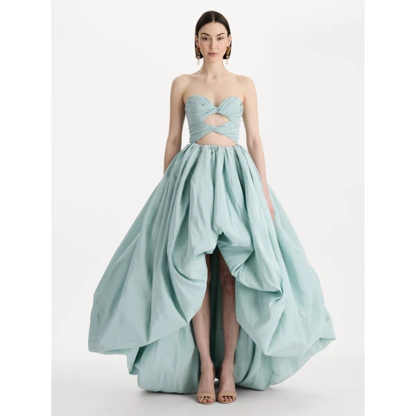 Oscar de la Renta Silk Faille High-Low Gown - Dresses - American Luxury Evening Wear at Luxury Shoes 