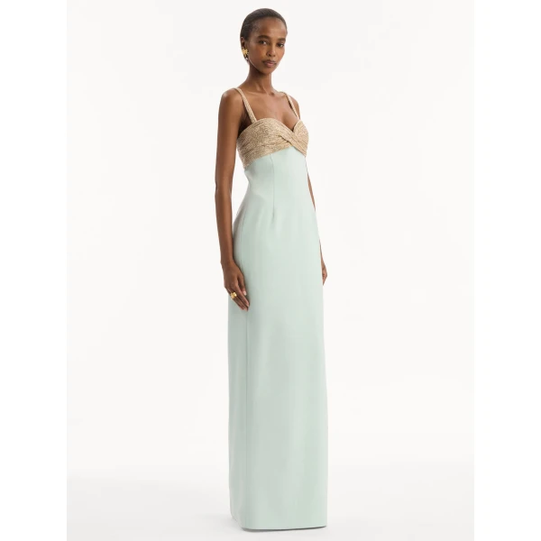 Oscar de la Renta Twist-Detail Metallic Column Gown - Dresses - American Luxury Evening Wear at Luxury Shoes 