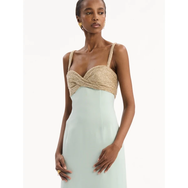 Oscar de la Renta Twist-Detail Metallic Column Gown - Dresses - American Luxury Evening Wear at Luxury Shoes 