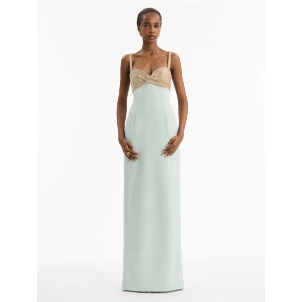 Oscar de la Renta Twist-Detail Metallic Column Gown - Dresses - American Luxury Evening Wear at Luxury Shoes 
