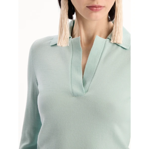 Oscar de la Renta Wool Polo Pullover - Knitwear - American Luxury Evening Wear at Luxury Shoes 