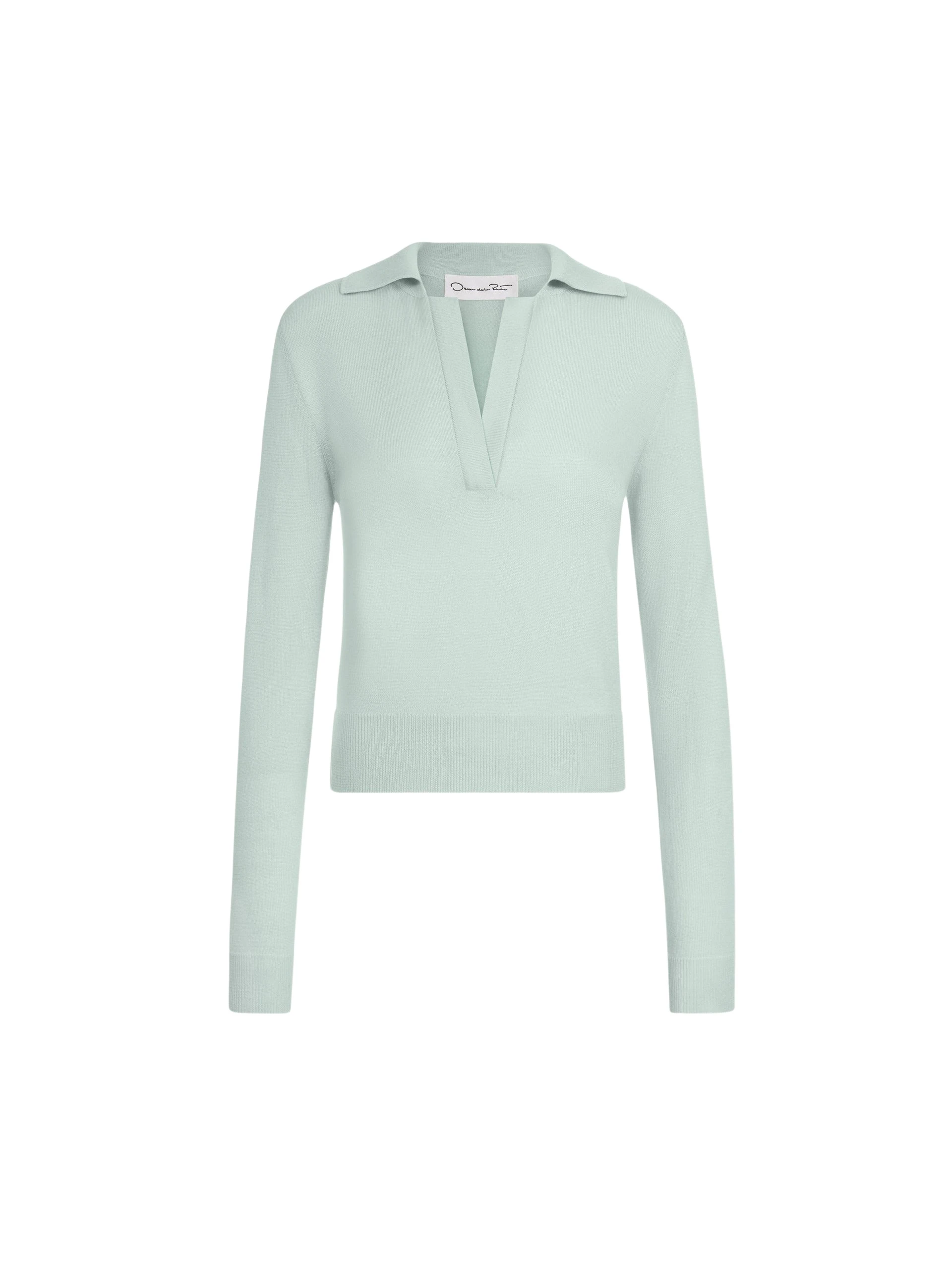 Oscar-de-la-Renta-Wool-Polo-Pullover66871_nobg Oscar de la Renta Wool Polo Pullover - Knitwear - American Luxury Evening Wear at Luxury Shoes