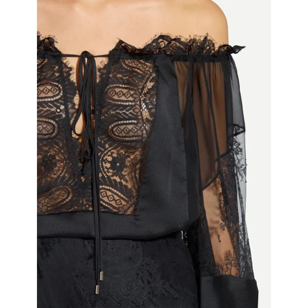 Zuhair Murad Chiffon Lace Blouse - Tops - Lebanese Haute Couture and Evening Gowns at Luxury Shoes 