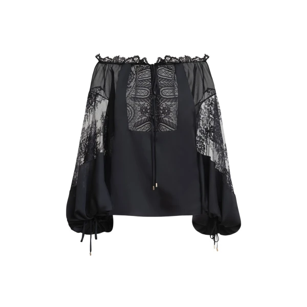 Zuhair Murad Chiffon Lace Blouse - Tops - Lebanese Haute Couture and Evening Gowns at Luxury Shoes 
