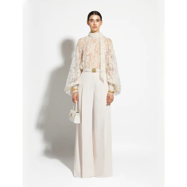 Zuhair Murad Georgette & Lace Blouse - Tops - Lebanese Haute Couture and Evening Gowns at Luxury Shoes 