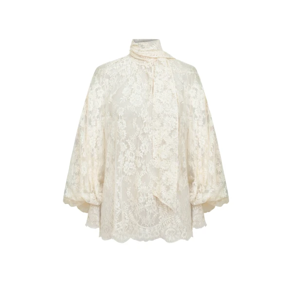 Zuhair Murad Georgette & Lace Blouse - Tops - Lebanese Haute Couture and Evening Gowns at Luxury Shoes 