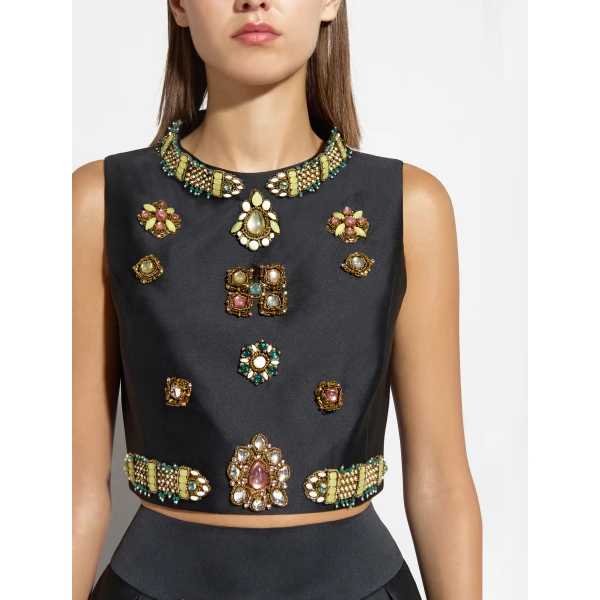 Zuhair Murad Mikado Cropped Top - Tops - Lebanese Haute Couture and Evening Gowns at Luxury Shoes 