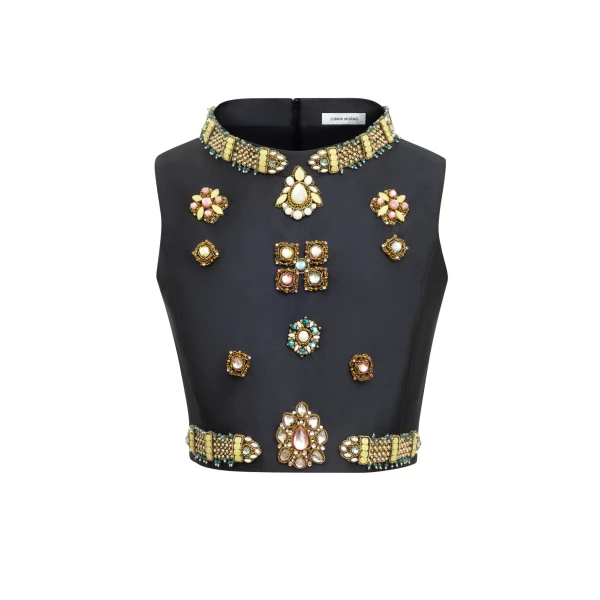 Zuhair Murad Mikado Cropped Top - Tops - Lebanese Haute Couture and Evening Gowns at Luxury Shoes 