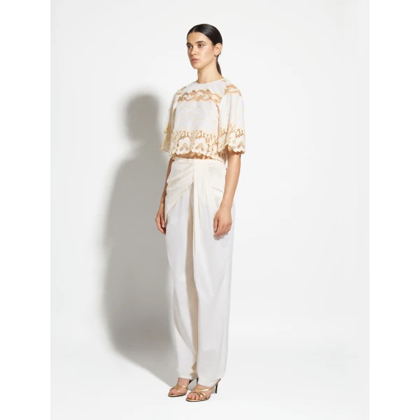 Zuhair Murad Popeline Draped Trousers - Pants - Lebanese Haute Couture and Evening Gowns at Luxury Shoes 