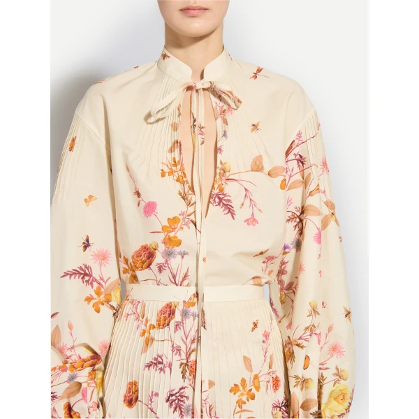 Zuhair Murad Popeline Tree Print Blouse - Tops - Lebanese Haute Couture and Evening Gowns at Luxury Shoes 