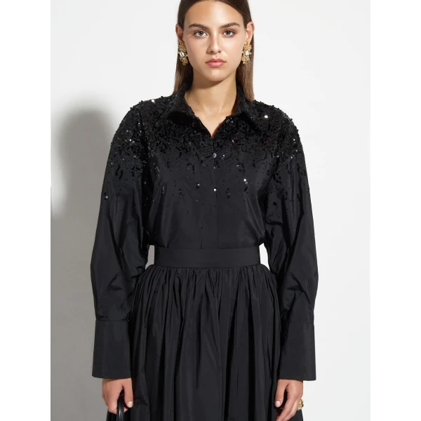 Zuhair Murad Taffeta Paillettes Shirt - Tops - Lebanese Haute Couture and Evening Gowns at Luxury Shoes 